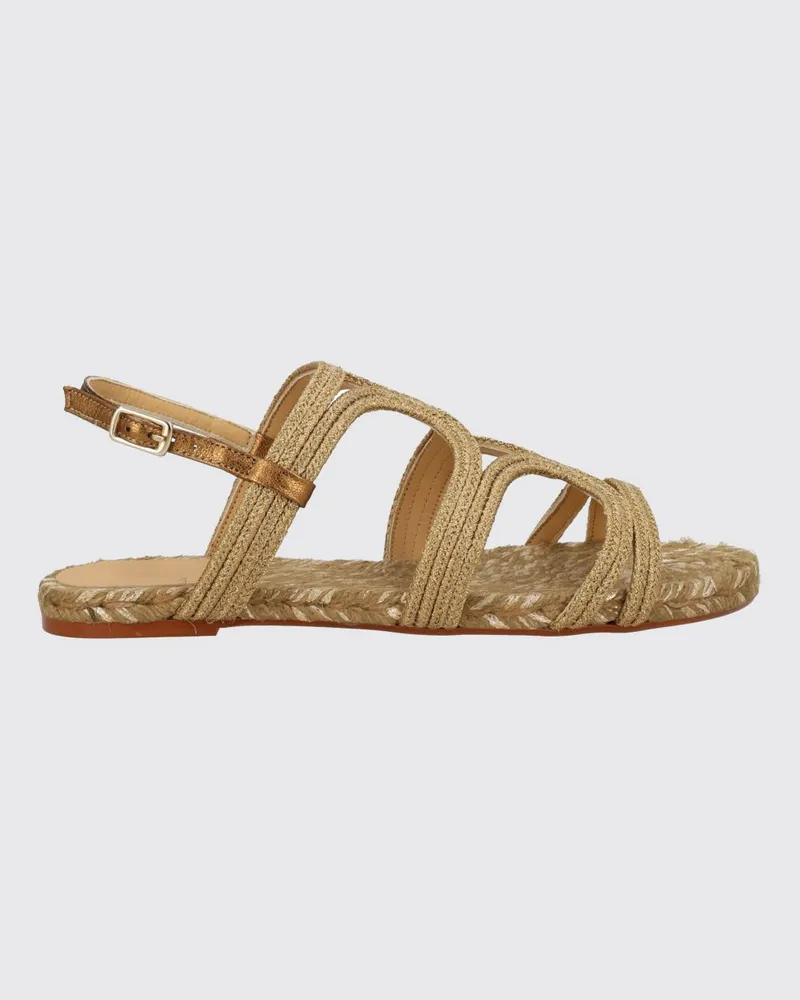 Castañer Pitra Slingback-Sandalen aus gewebtem Bast mit niedrigem Absatz Gold