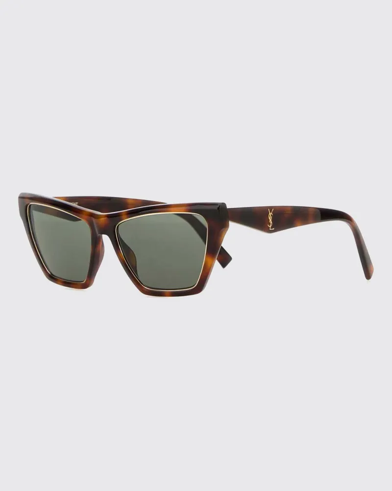 Saint Laurent Cat-Eye-Sonnenbrille aus Schildpatt-Acetat mit YSL-Logo und rechteckiger Form Gold