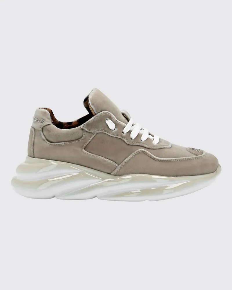 Philipp Plein Samt-Low-Top-Sneaker mit Chunky-Sohle Ivory