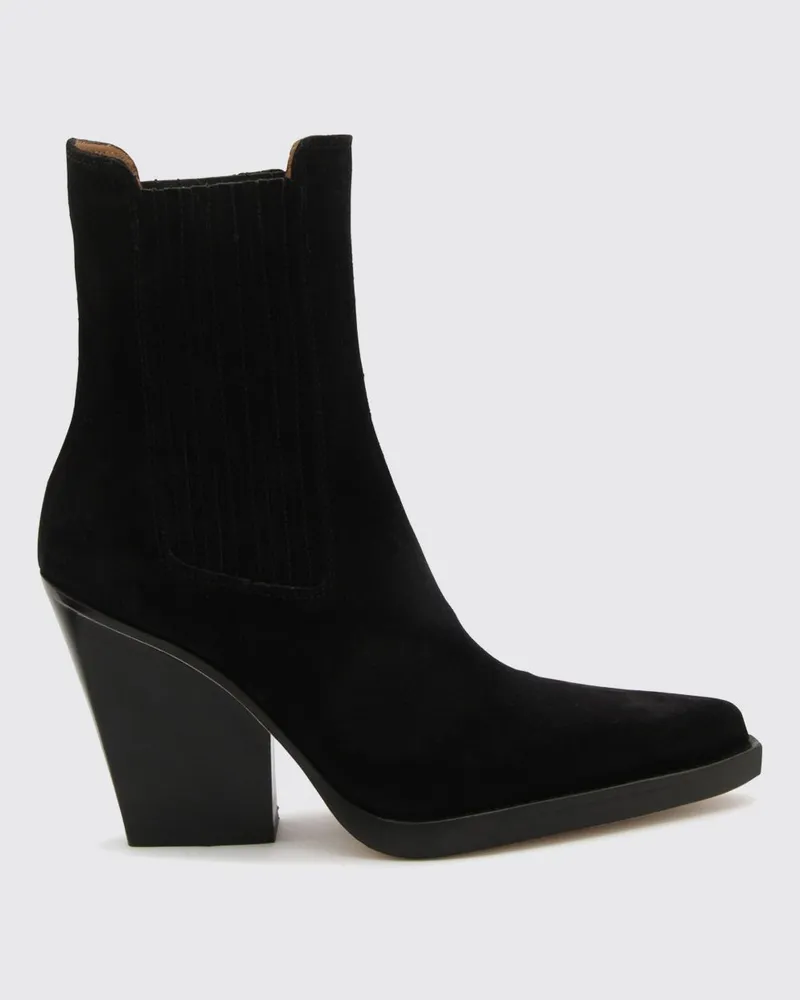 Paris Texas Dallas Western-Chelsea-Boots aus Veloursleder mit hohem Absatz Schwarz