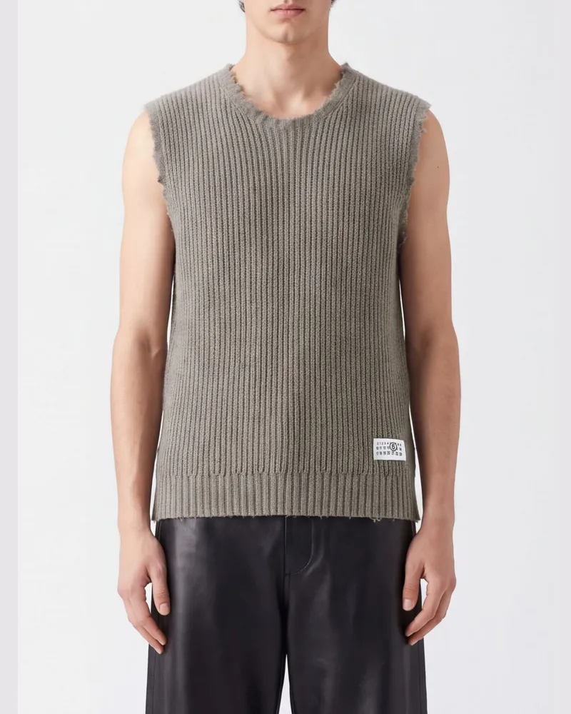 Maison Margiela Strickweste von aus Wollmischung mit Used-Effekt Beige