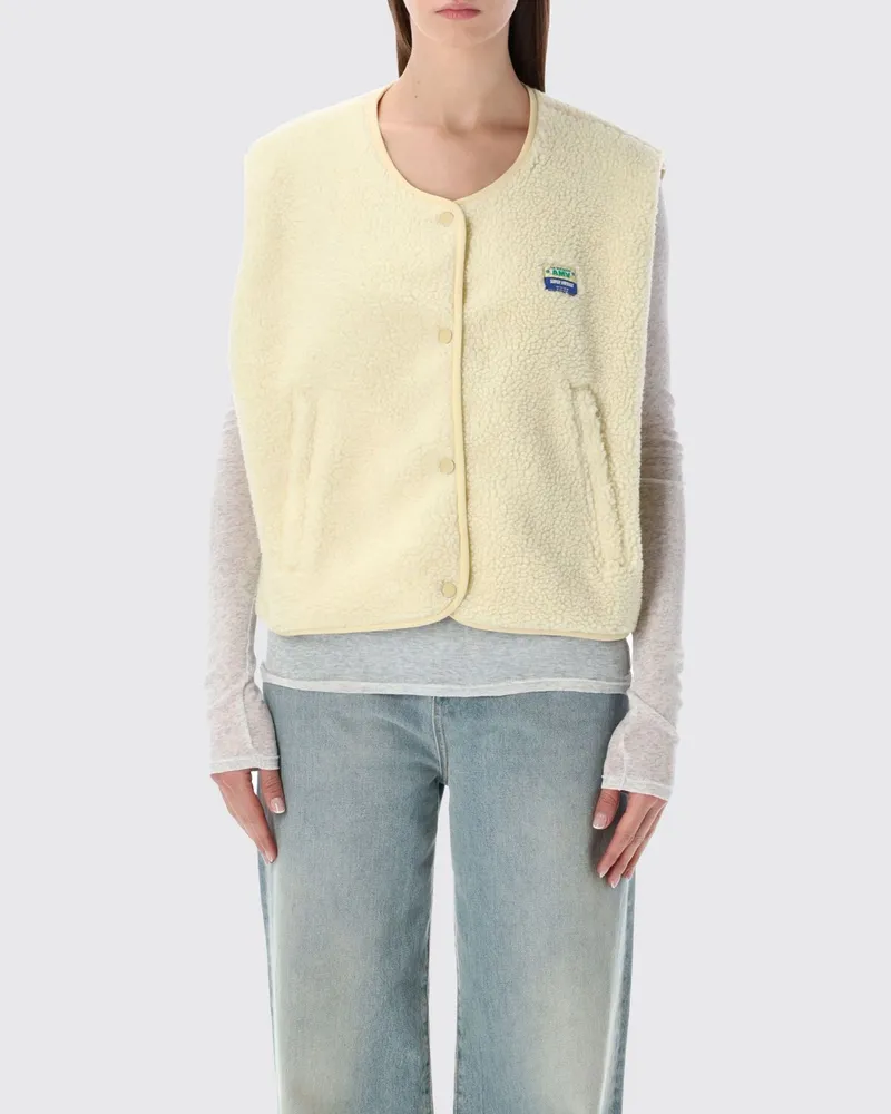 American Vintage Gepolsterte Fleece-Weste von mit Rundhalsausschnitt und Taschen Weiß
