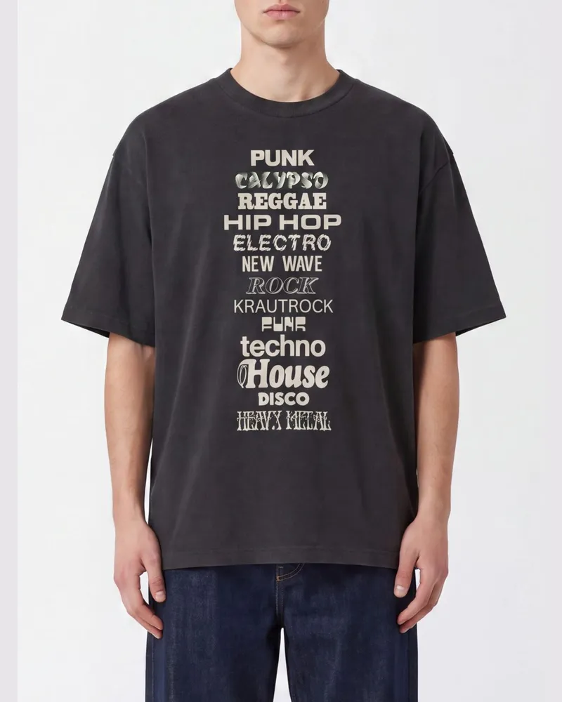HTC Hollywood Trading Company Relaxed-Fit Baumwoll-T-Shirt mit Slogan-Print von Schwarz