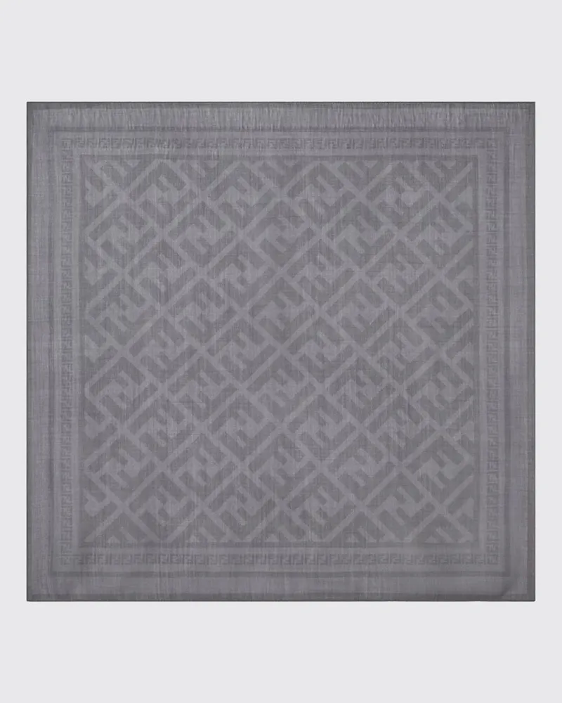 Fendi Bandana aus Woll- und Seidengemisch mit FF-Monogramm-Jacquard Grau