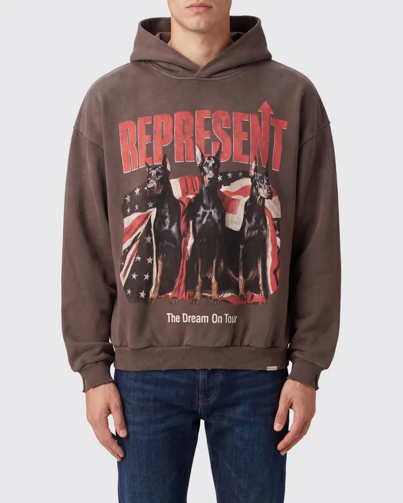 REPRESENT Bedruckter Baumwoll-Kapuzenpullover Schwarz