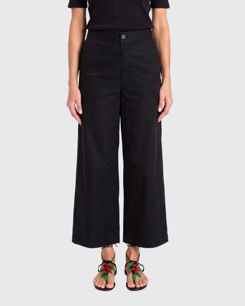 Twin-Set Cropped-Hose aus Stretch-Baumwolle Schwarz
