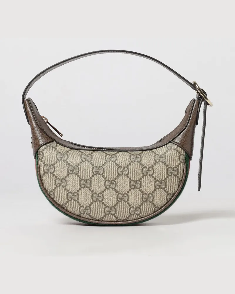 Gucci Ophidia Abgerundete Mini-Tasche mit Henkel aus GG Supreme Canvas Braun