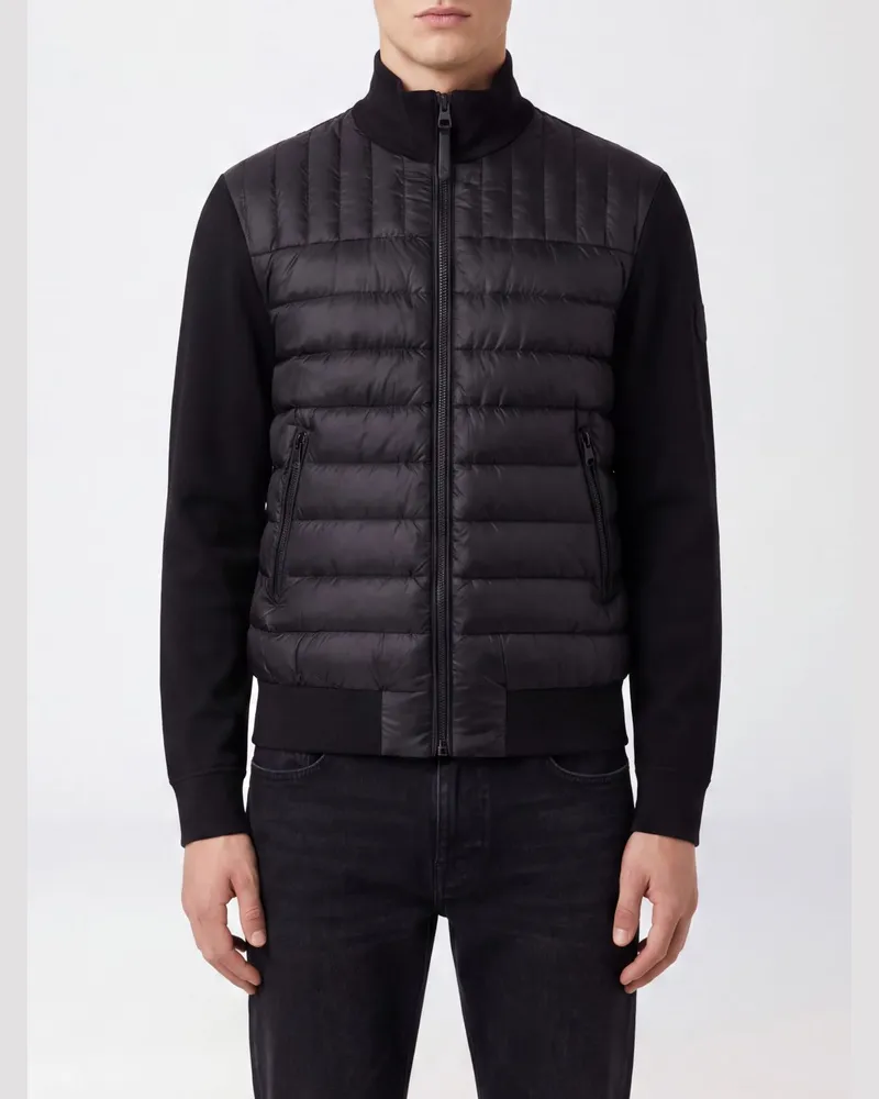 Mackage Gesteppte kurze Daunenjacke mit Stehkragen und Reißverschluss Schwarz