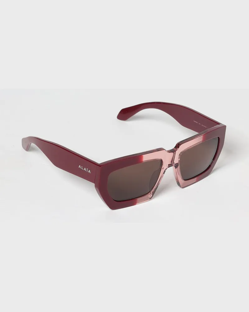 Alaïa Cat-Eye-Sonnenbrille mit rechteckigem, zweifarbigem Acetatgestell Burgunderrot