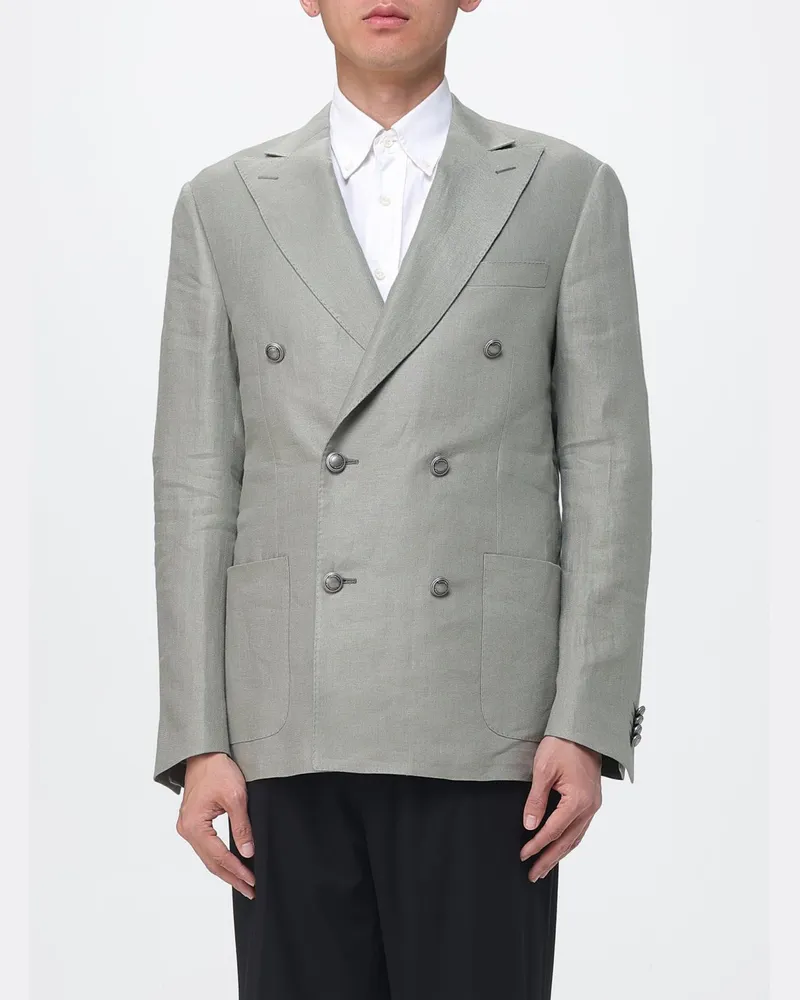 Corneliani Zweireihiger Leinenblazer Grau