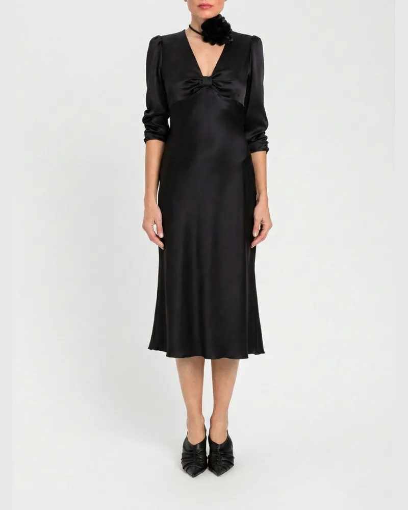 Twin-Set Midi-Kleid aus Satin Schwarz