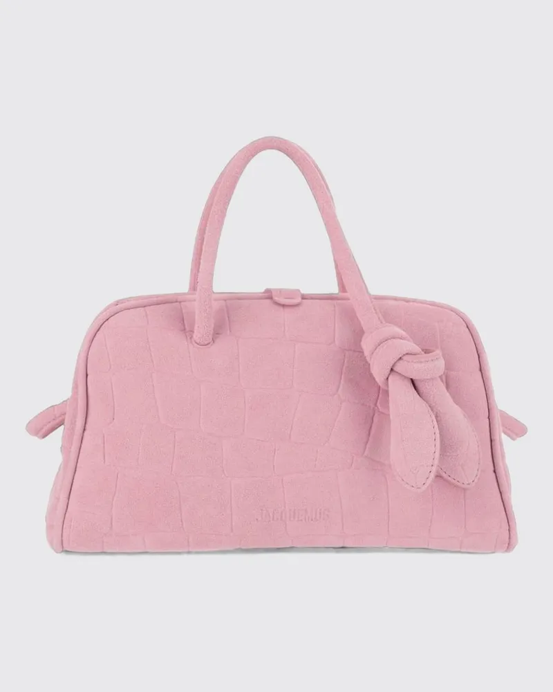Jacquemus Le Turismo Handtasche aus Veloursleder in Kroko-Optik mit Knotendetail Pink