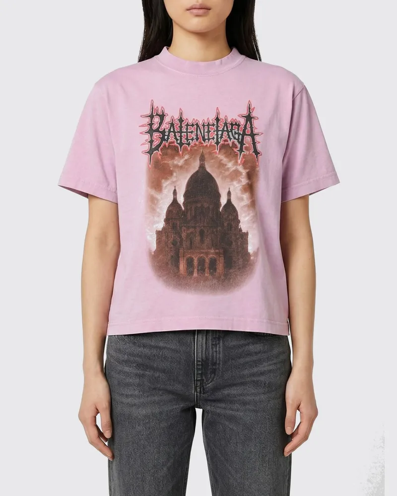 Balenciaga Baumwoll-T-Shirts mit Logo und Grafikprint Pink