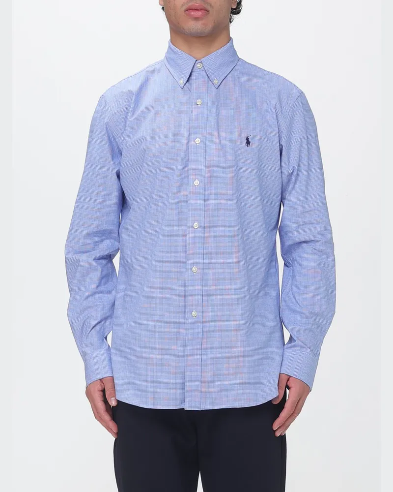 Ralph Lauren Button-Down-Hemd aus Stretch-Baumwolle mit Karomuster Blau