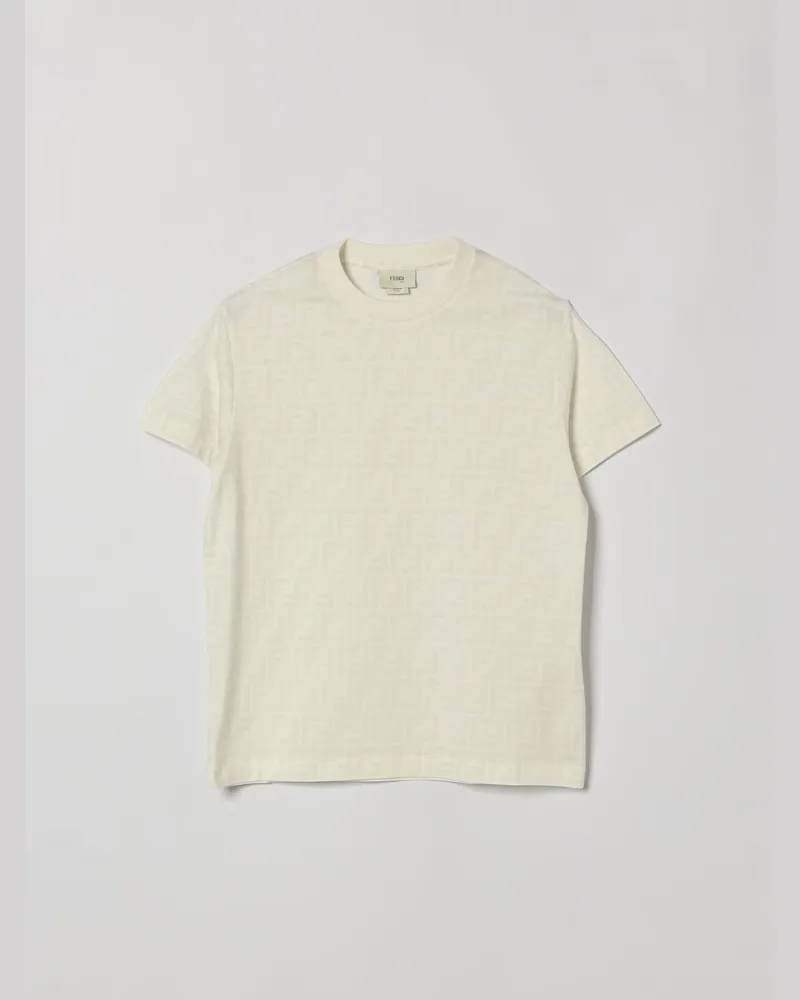 Fendi Baumwoll-T-Shirt mit kontrastierendem FF-Monogramm für Jungen Yellow