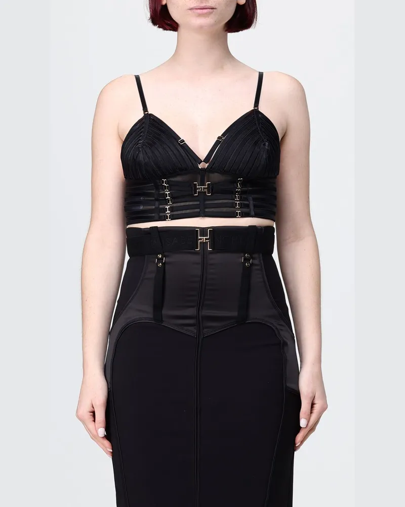 Elisabetta Franchi Cropped Jersey-Top Schwarz
