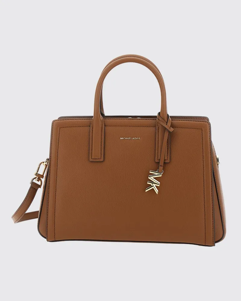 Michael Kors Laila Handtasche aus genarbtem Leder mit drei Fächern Braun
