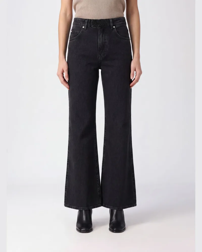 Pinko Hoch taillierte Flare-Jeans aus Baumwolldenim mit Seitenschlitz Schwarz