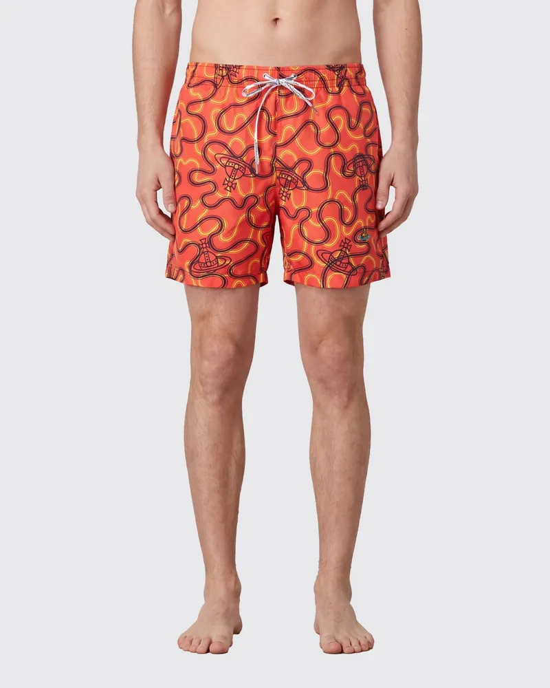 Vivienne Westwood Badeshorts aus Polyamid mit Orb-Monogramm und elastischem Bund Rot