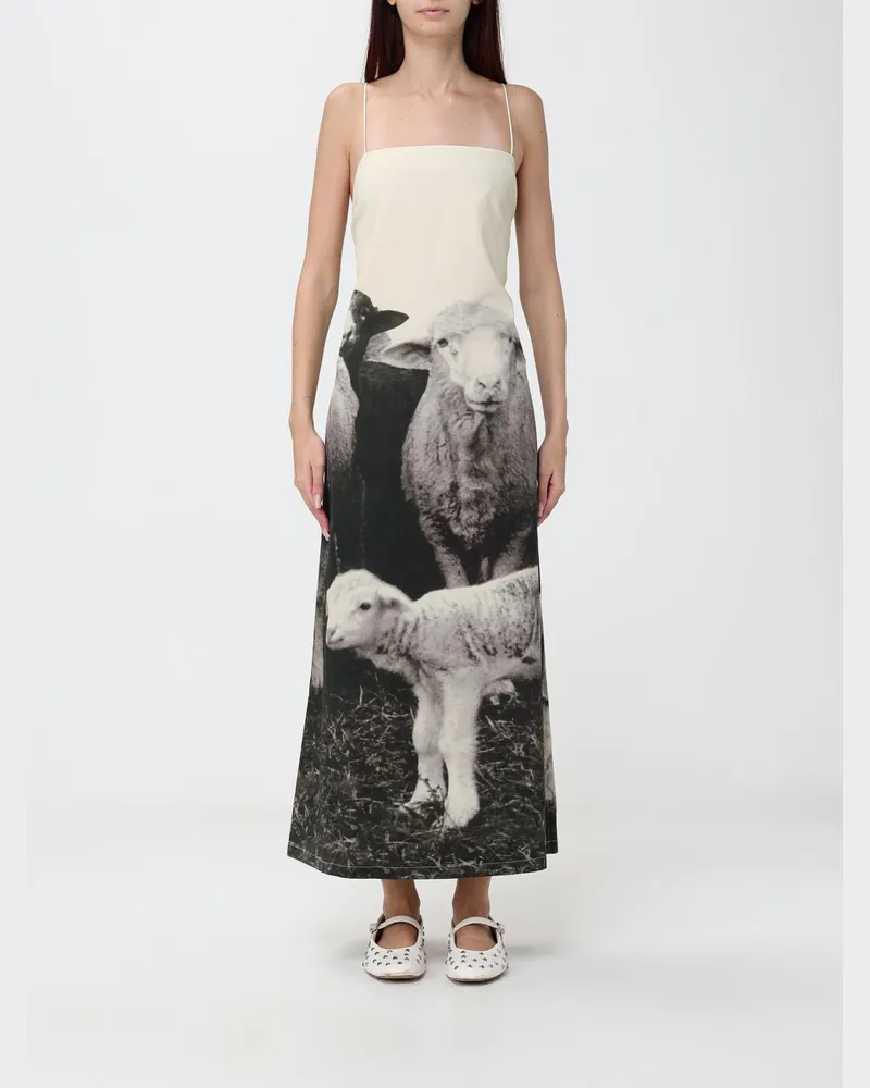 Moschino A-Linien-Midikleid aus Seide mit Grafik-Print und eckigem Ausschnitt Bunt
