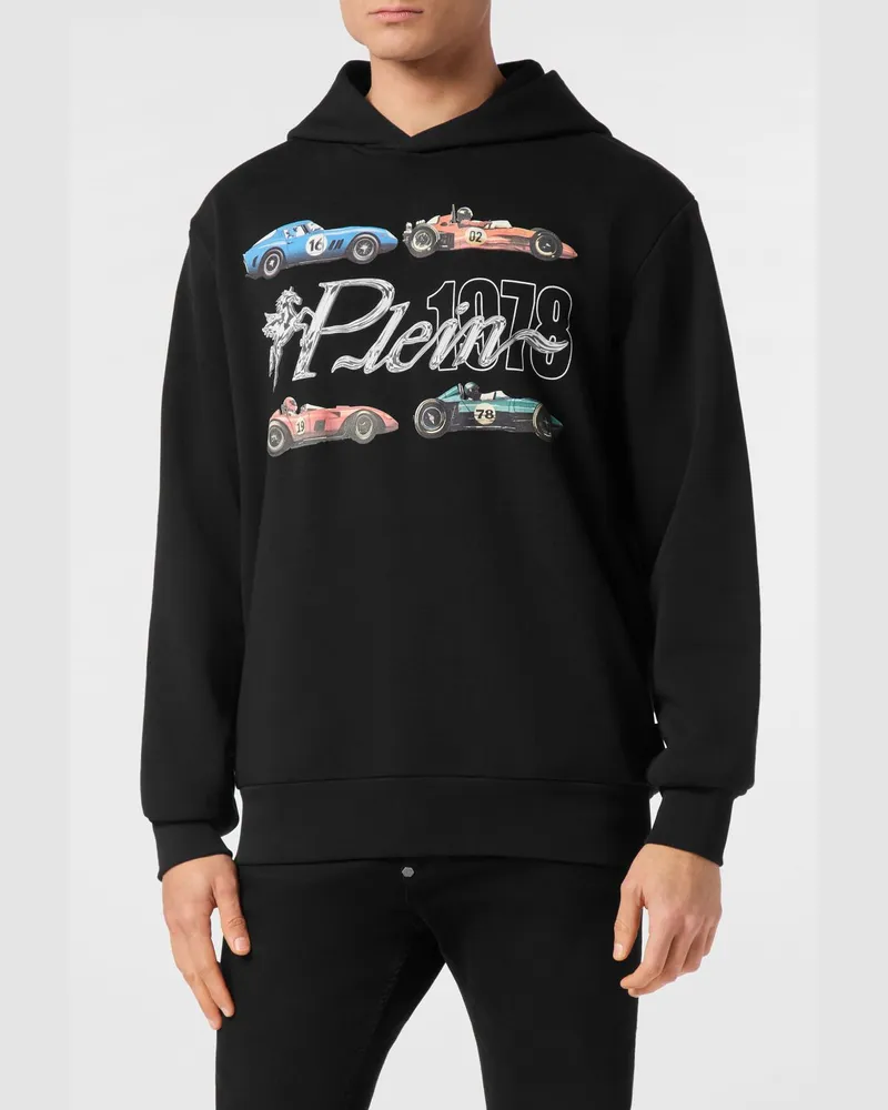Philipp Plein Baumwoll-Hoodie mit grafischem Logo-Print Schwarz