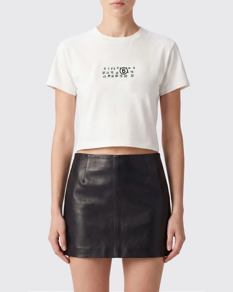Maison Margiela Slim-Fit T-Shirt von aus Baumwolle mit numerischem Logo hinten Weiß