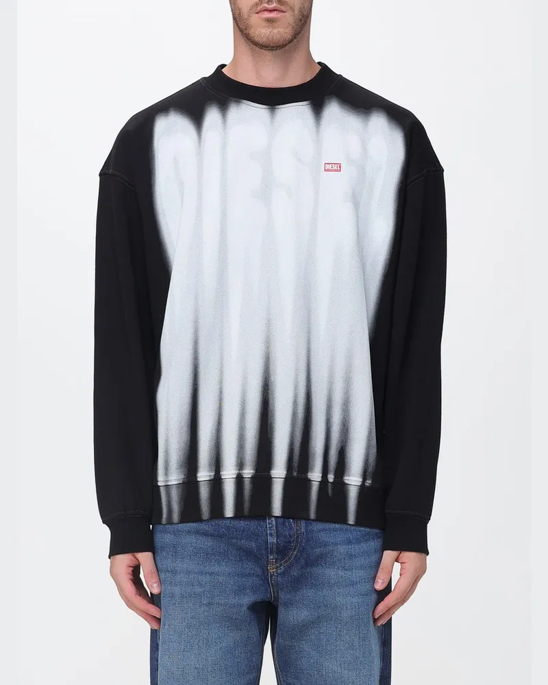 Diesel Relaxed-Fit-Sweatshirt mit Rundhalsausschnitt aus Baumwolle mit abstraktem Logo-Print Schwarz