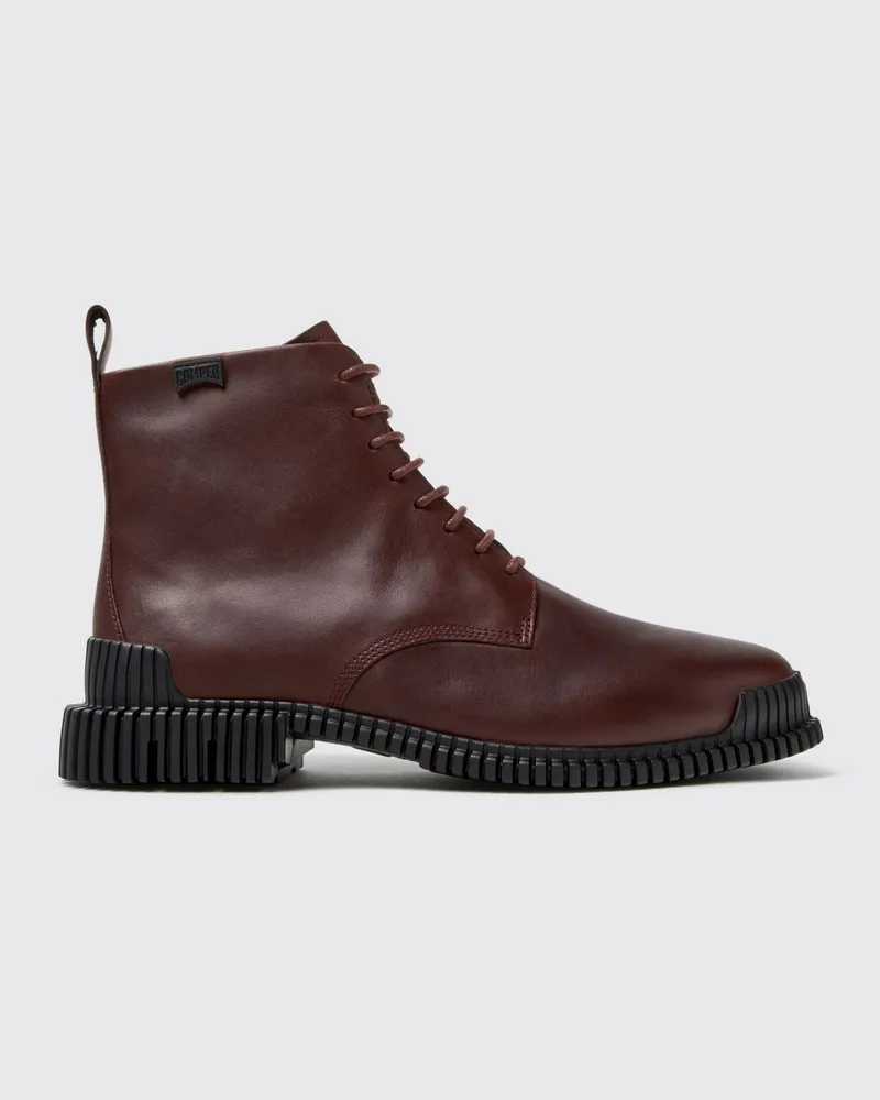 Camper Pix Combat Boots aus Glattleder mit Seitenreißverschluss und XL Extralight® Sohle Burgunderrot