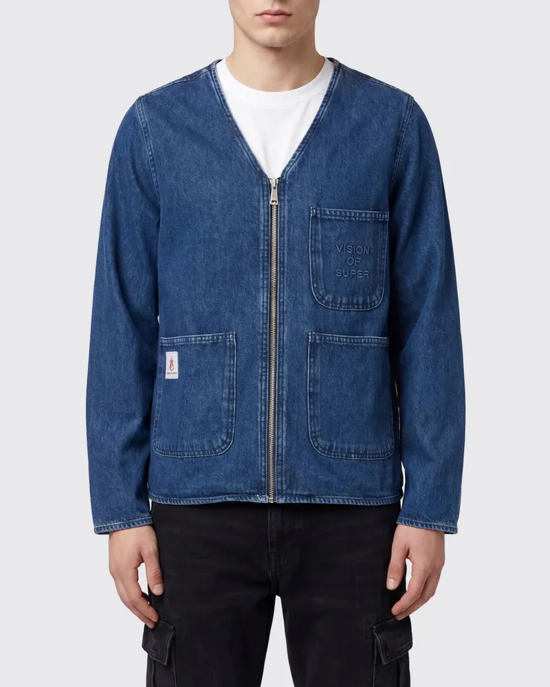 Vision Of Super Jeansjacke aus Baumwolldenim mit Reißverschluss Blau