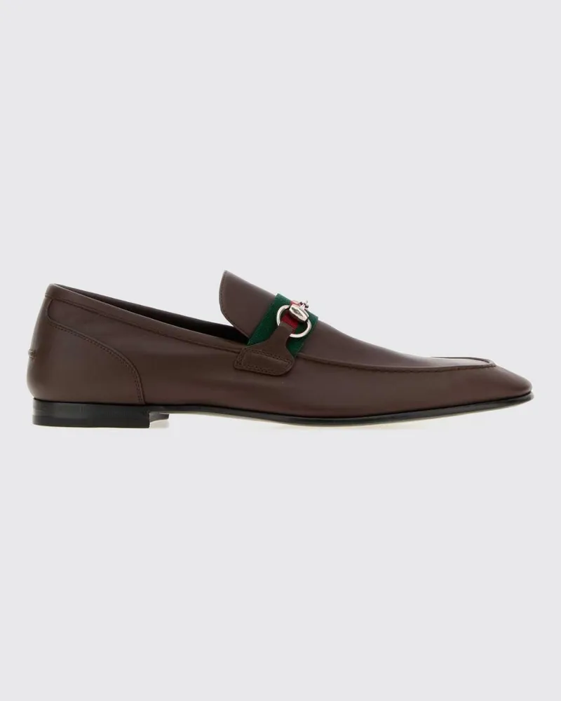 Gucci Como Leder-Loafer mit Horsebit-Detail und Webstreifen Braun