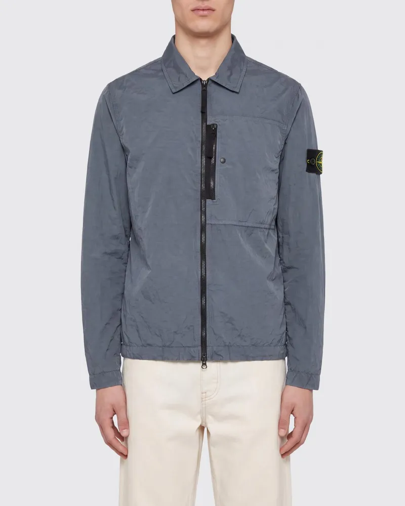 Stone Island Hemdjacke aus recyceltem Econyl®-Nylon mit Reißverschluss Grau