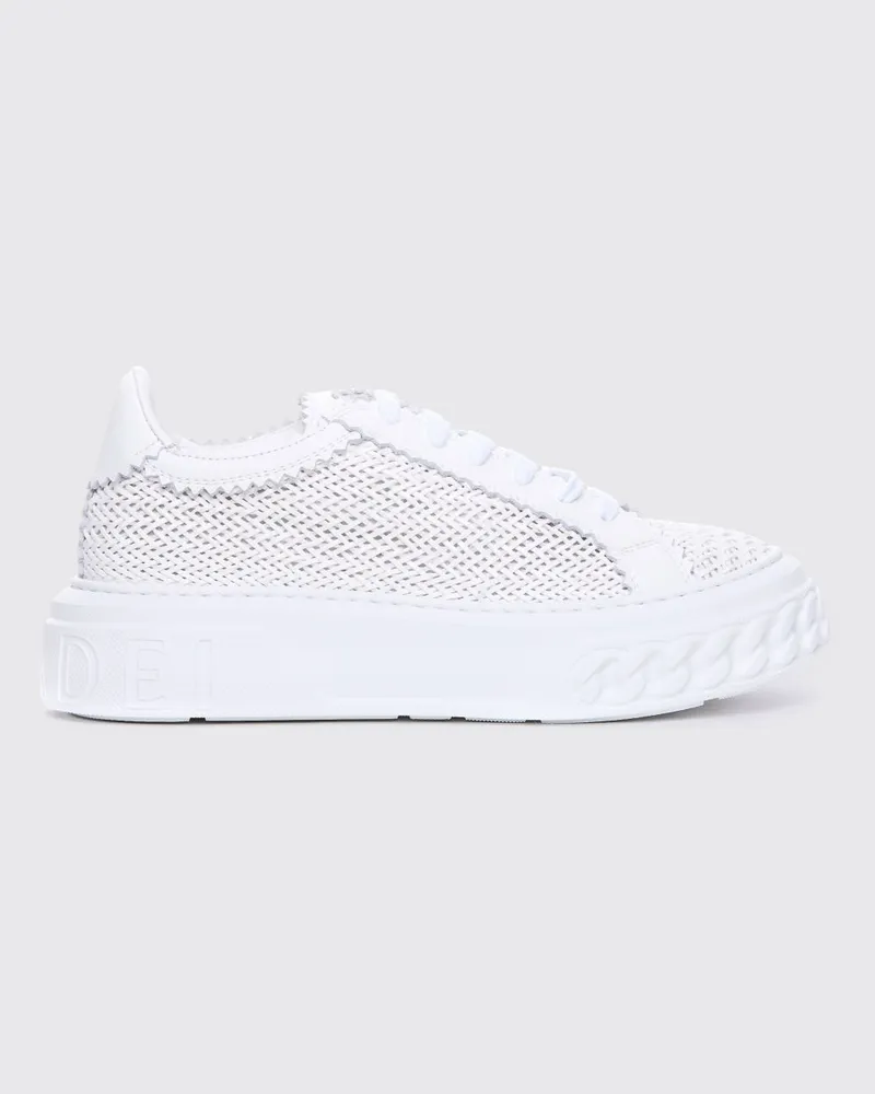 Casadei Plateau-Sneakers aus geflochtenem Leder Weiß