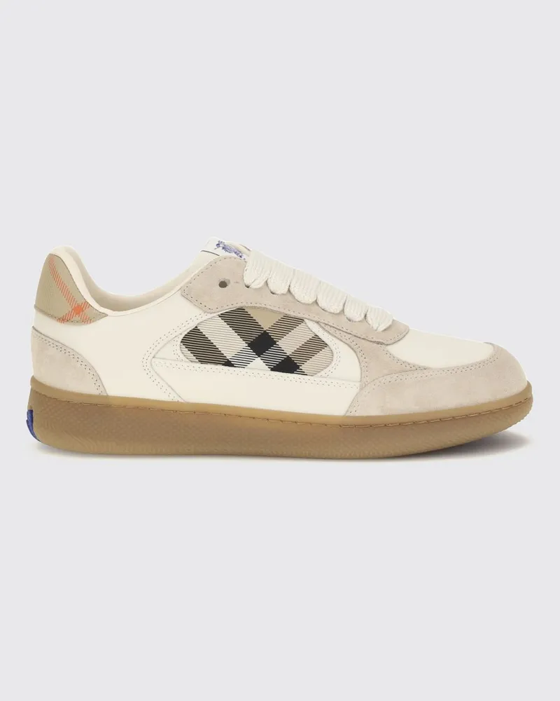 Burberry Terrace Leder- und Wildleder-Sneaker mit Vintage-Check-Muster Beige