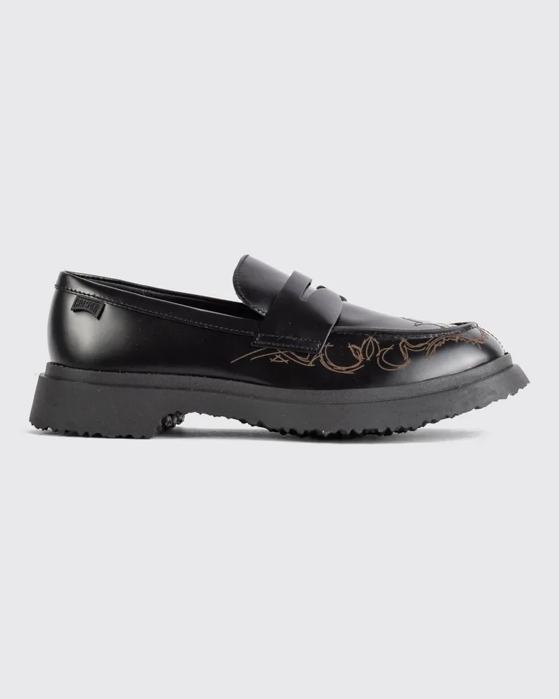 Camper Walden Penny-Loafer aus Glattleder mit runder Kappe und Gummisohle Schwarz