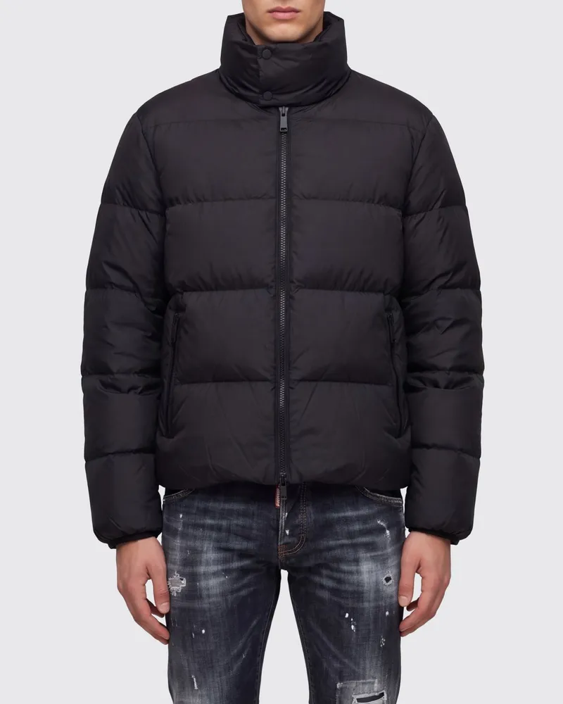 Dsquared2 Gesteppte Nylon-Daunenjacke Upside Down mit Stehkragen Schwarz