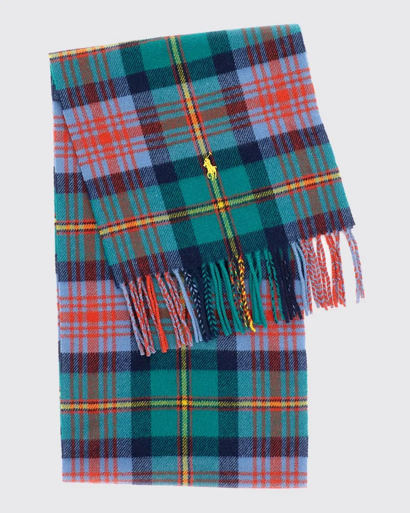 Ralph Lauren Wollschal mit Tartan-Karomuster Blau