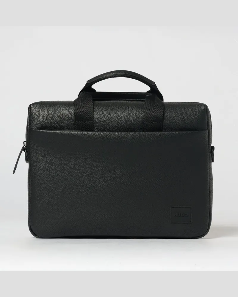 HUGO BOSS Laptoptasche aus gehämmertem Kunstleder Schwarz