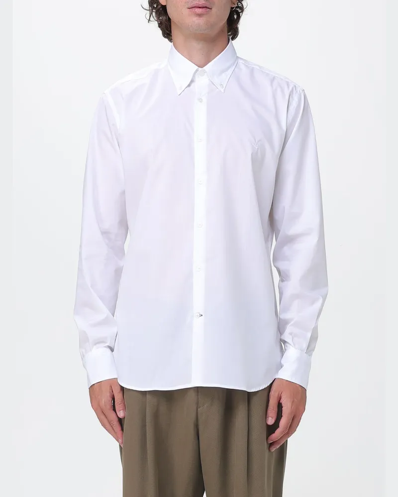 Brooksfield Oxford-Baumwollhemd mit Button-Down-Kragen und gesticktem Logo Weiß