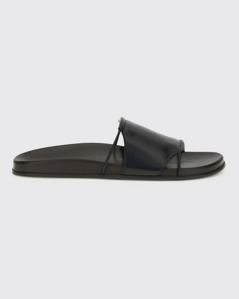 The Row Vivienne Leder-Sliders Schwarz