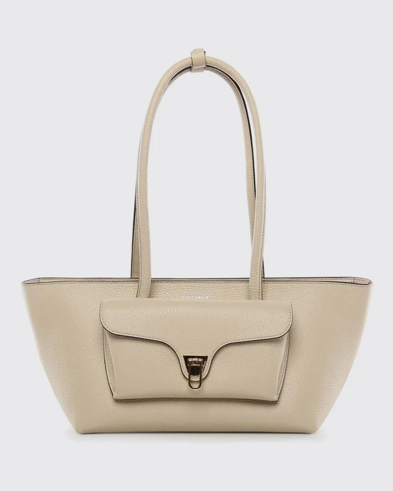 Coccinelle Beat Double Tasche aus genarbtem Leder Mint