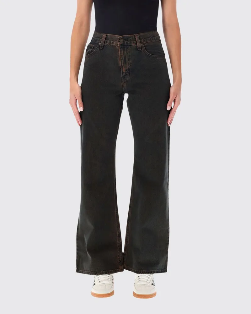 Levi's Ausgestellte High-Waist-Jeans aus Baumwolldenim in Used-Optik Schwarz