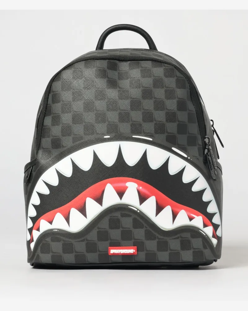 Sprayground Rucksack aus beschichteter Saffiano-Baumwolle mit Karomuster und Logo-Print Schwarz