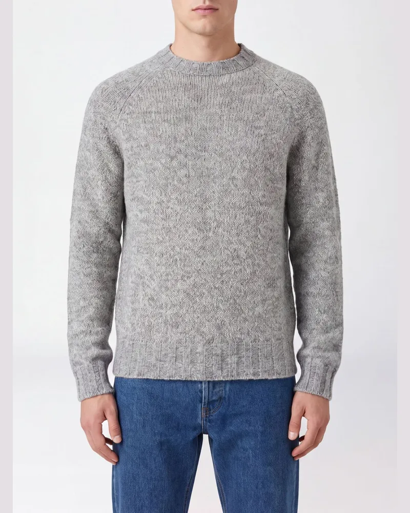 Ballantyne Pullover aus Woll-Alpaka-Mischung mit abstraktem Muster und Rundhalsausschnitt Grau