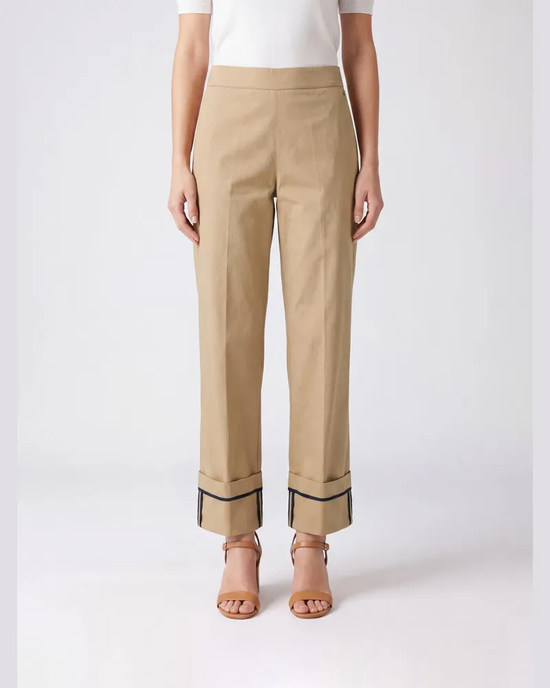 Herno Wide-Leg-Hose mit hohem Bund aus wasserabweisender Baumwoll-Gabardine Camel