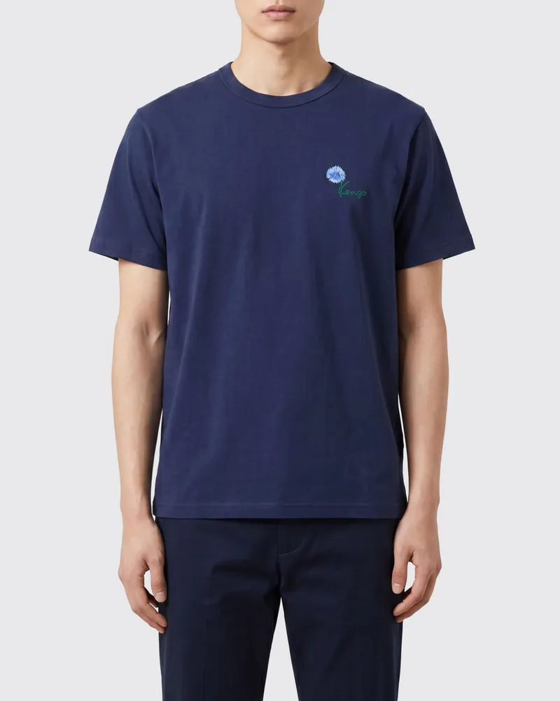 Kenzo T-Shirt aus Baumwolle mit kontrastierendem Logo Blau
