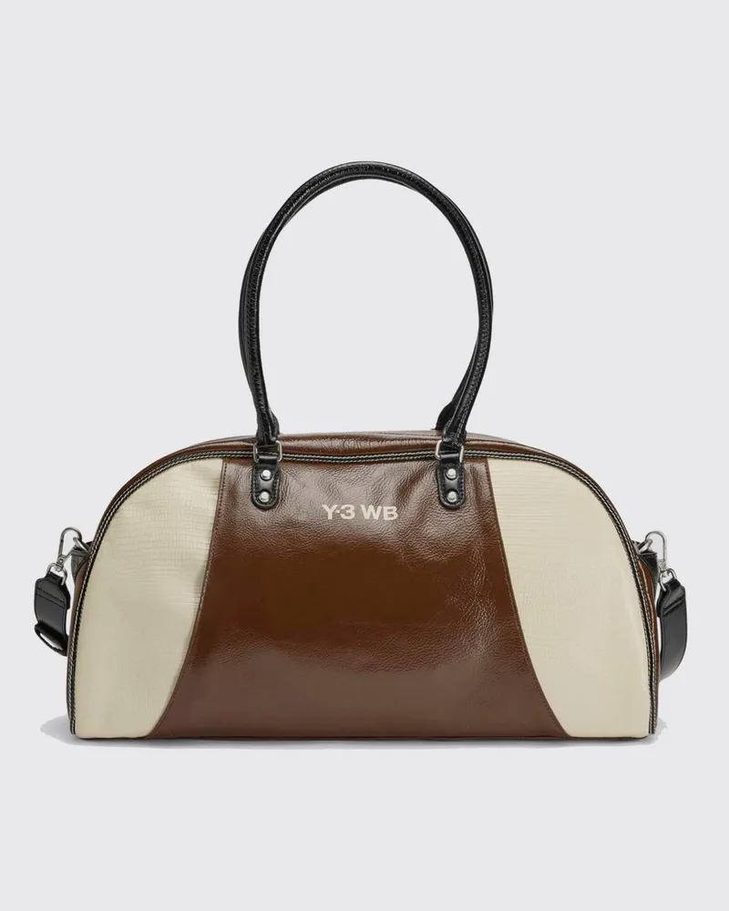 Wales Bonner Zweifarbige Bowling-Tasche aus Leder mit Eidechsen-Print von Y-3 x Braun