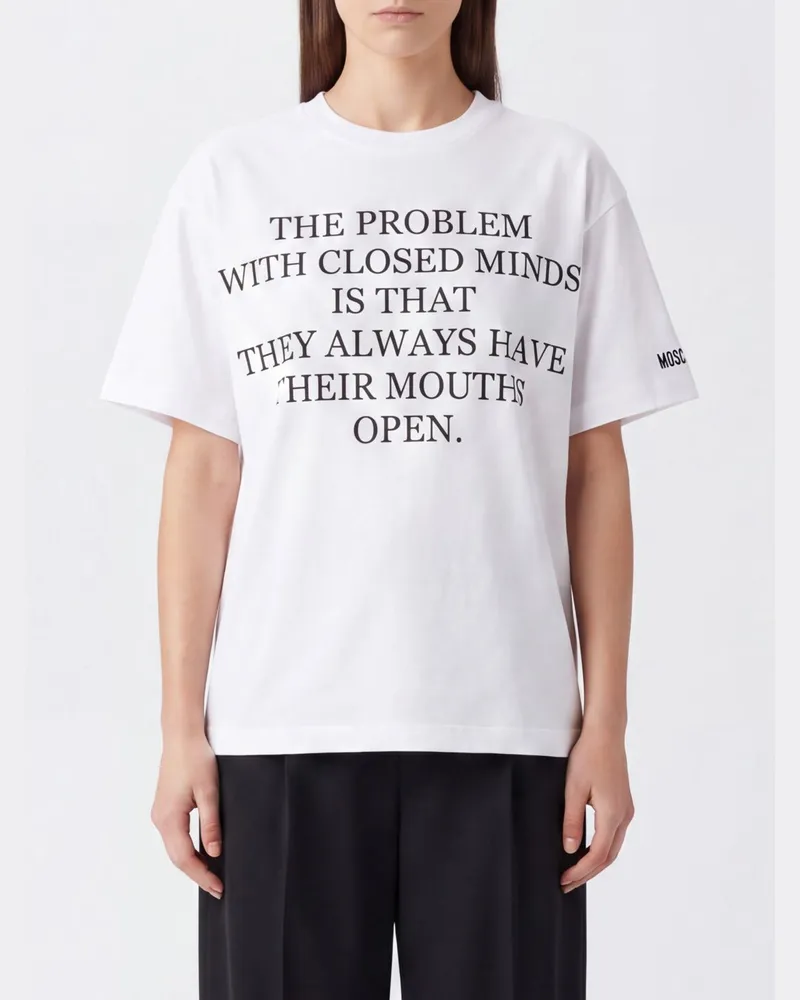 Moschino Relaxed-Fit T-Shirt aus Baumwolle mit kontrastierendem Logo-Print Weiß