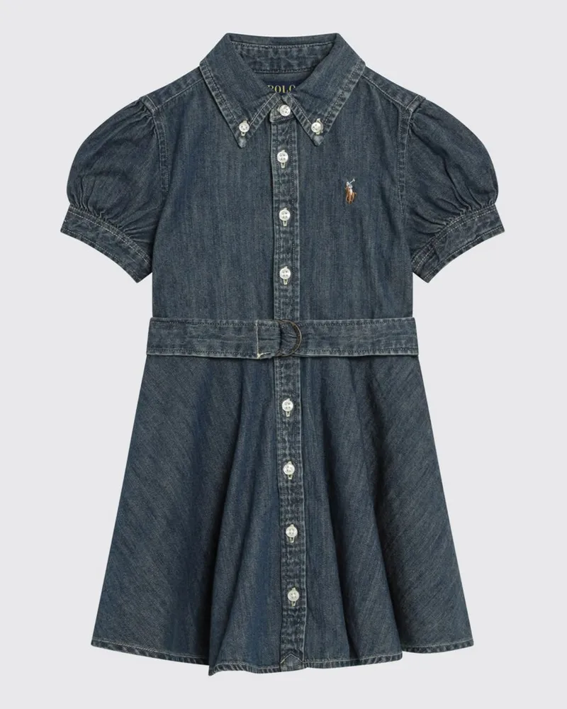 Ralph Lauren Hemdblusenkleid aus Baumwolle Blau