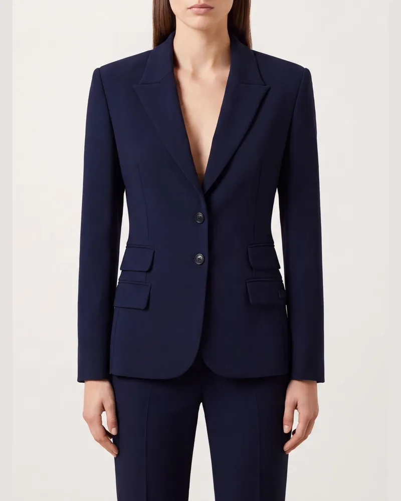Elisabetta Franchi Slim-Fit-Blazer mit steigendem Revers und Einreiher Blau