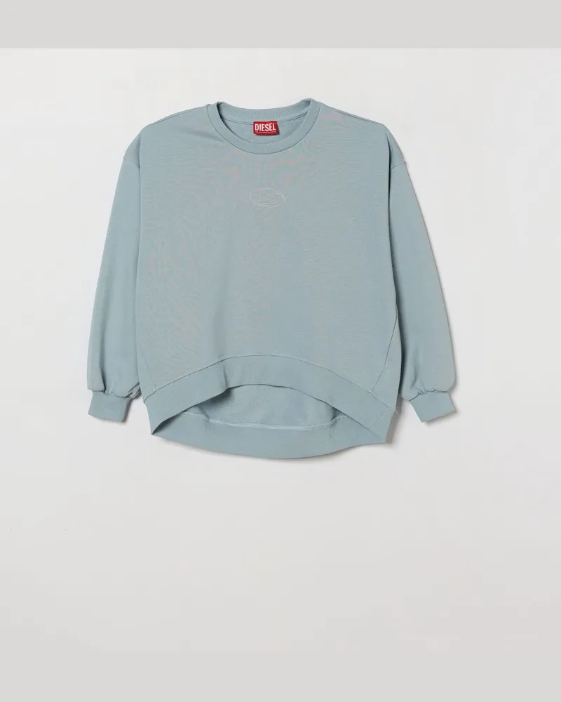 Diesel Jungen-Sweatshirt aus Baumwolle mit Rundhalsausschnitt und asymmetrischem Saum Hellblau